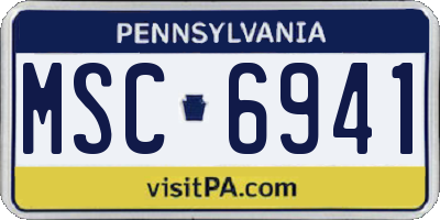 PA license plate MSC6941
