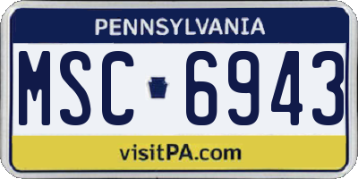 PA license plate MSC6943