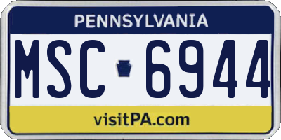 PA license plate MSC6944