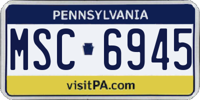PA license plate MSC6945