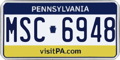 PA license plate MSC6948