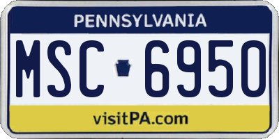PA license plate MSC6950