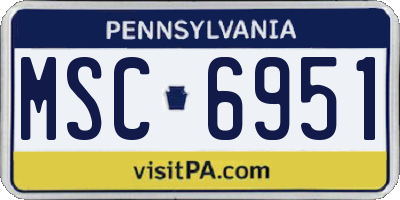 PA license plate MSC6951
