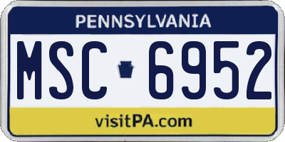 PA license plate MSC6952
