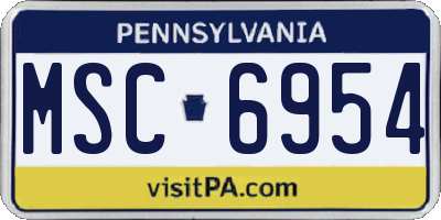 PA license plate MSC6954
