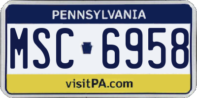 PA license plate MSC6958