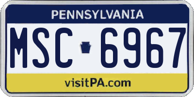 PA license plate MSC6967