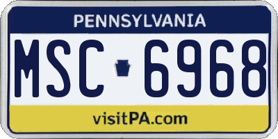 PA license plate MSC6968