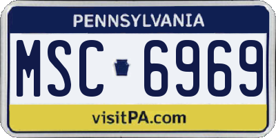 PA license plate MSC6969