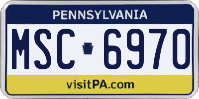 PA license plate MSC6970