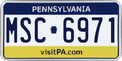 PA license plate MSC6971