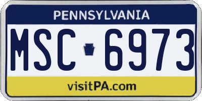 PA license plate MSC6973