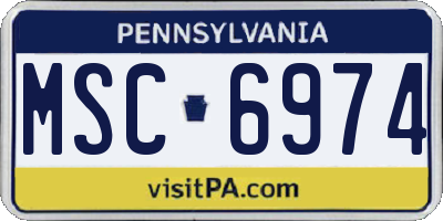 PA license plate MSC6974