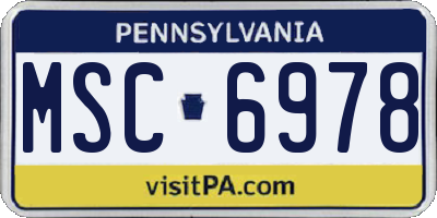PA license plate MSC6978