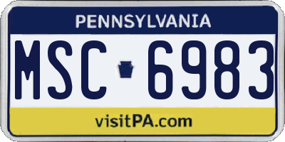 PA license plate MSC6983