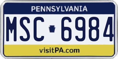 PA license plate MSC6984