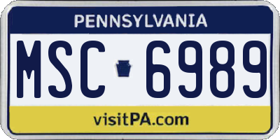 PA license plate MSC6989
