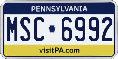 PA license plate MSC6992