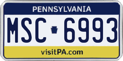 PA license plate MSC6993