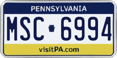 PA license plate MSC6994