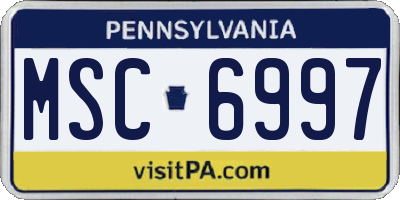 PA license plate MSC6997