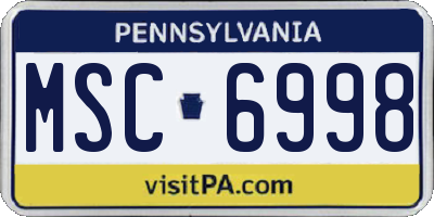 PA license plate MSC6998