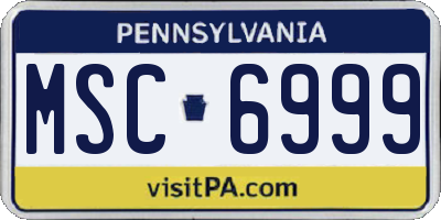 PA license plate MSC6999