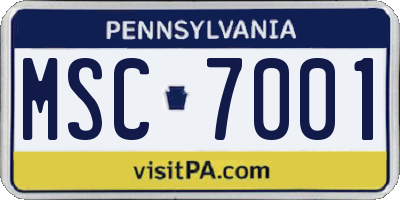 PA license plate MSC7001