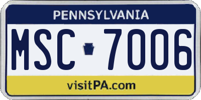 PA license plate MSC7006