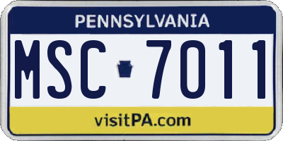 PA license plate MSC7011