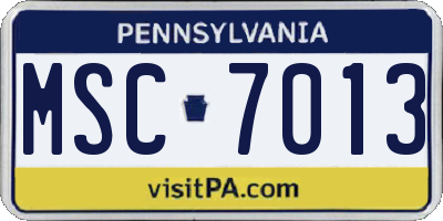 PA license plate MSC7013