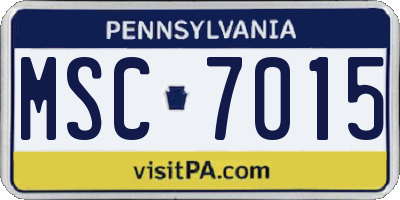 PA license plate MSC7015
