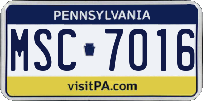 PA license plate MSC7016