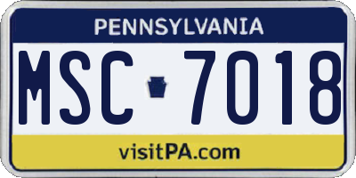 PA license plate MSC7018