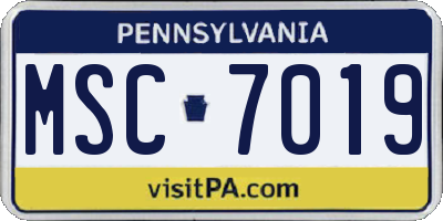PA license plate MSC7019
