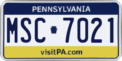 PA license plate MSC7021