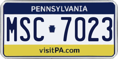 PA license plate MSC7023