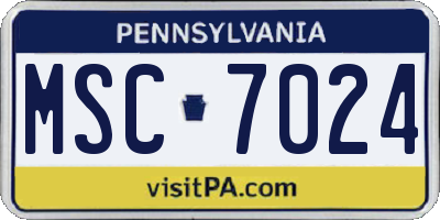 PA license plate MSC7024
