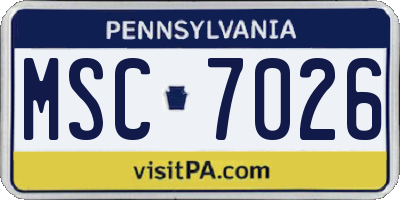 PA license plate MSC7026