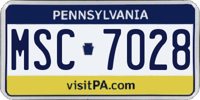 PA license plate MSC7028
