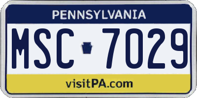 PA license plate MSC7029