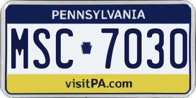 PA license plate MSC7030