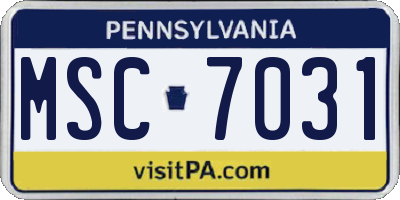 PA license plate MSC7031