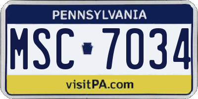 PA license plate MSC7034