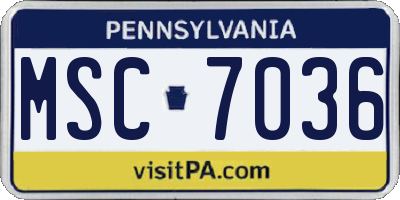 PA license plate MSC7036