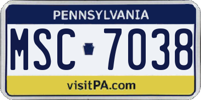 PA license plate MSC7038