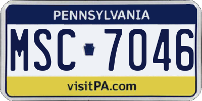 PA license plate MSC7046