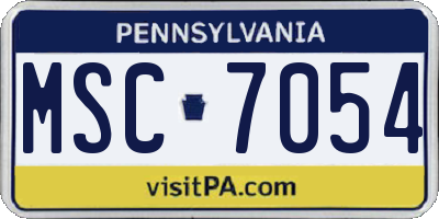 PA license plate MSC7054