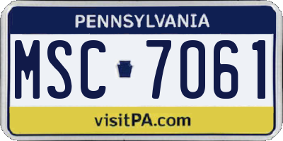 PA license plate MSC7061