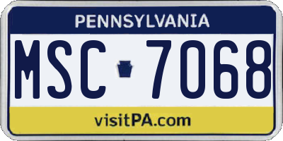 PA license plate MSC7068